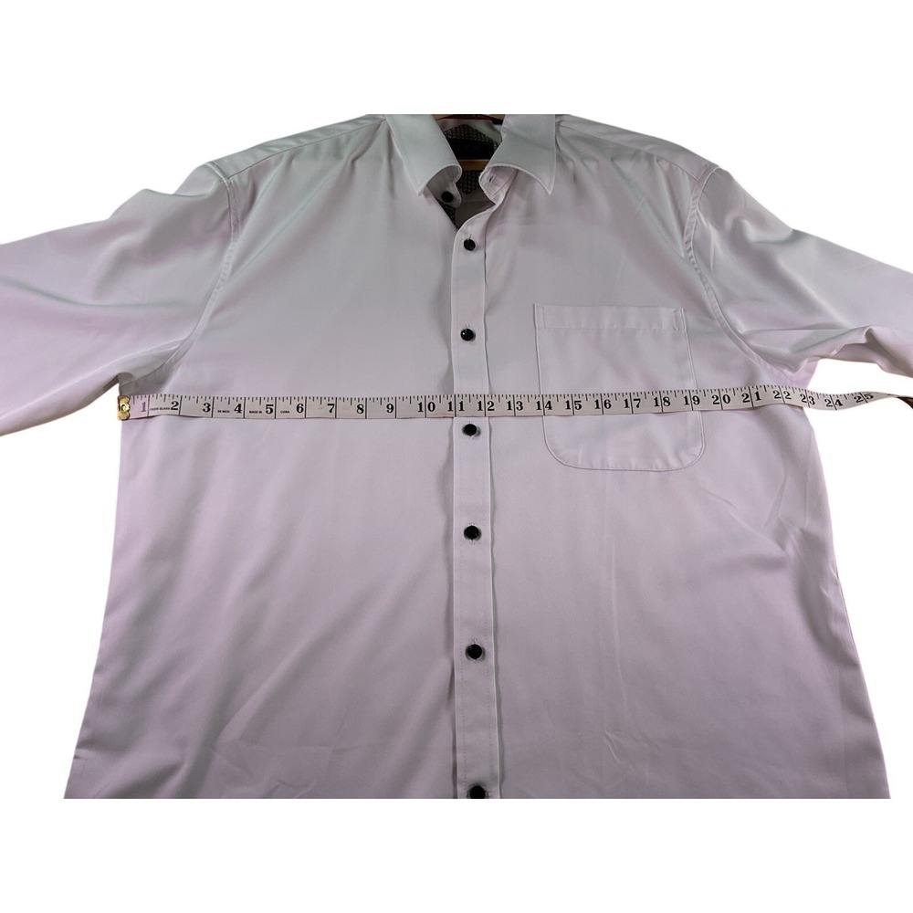 FLEX Dress Lightweight Italy Luxury Button Up Shirt Men L White Long Sleeve
